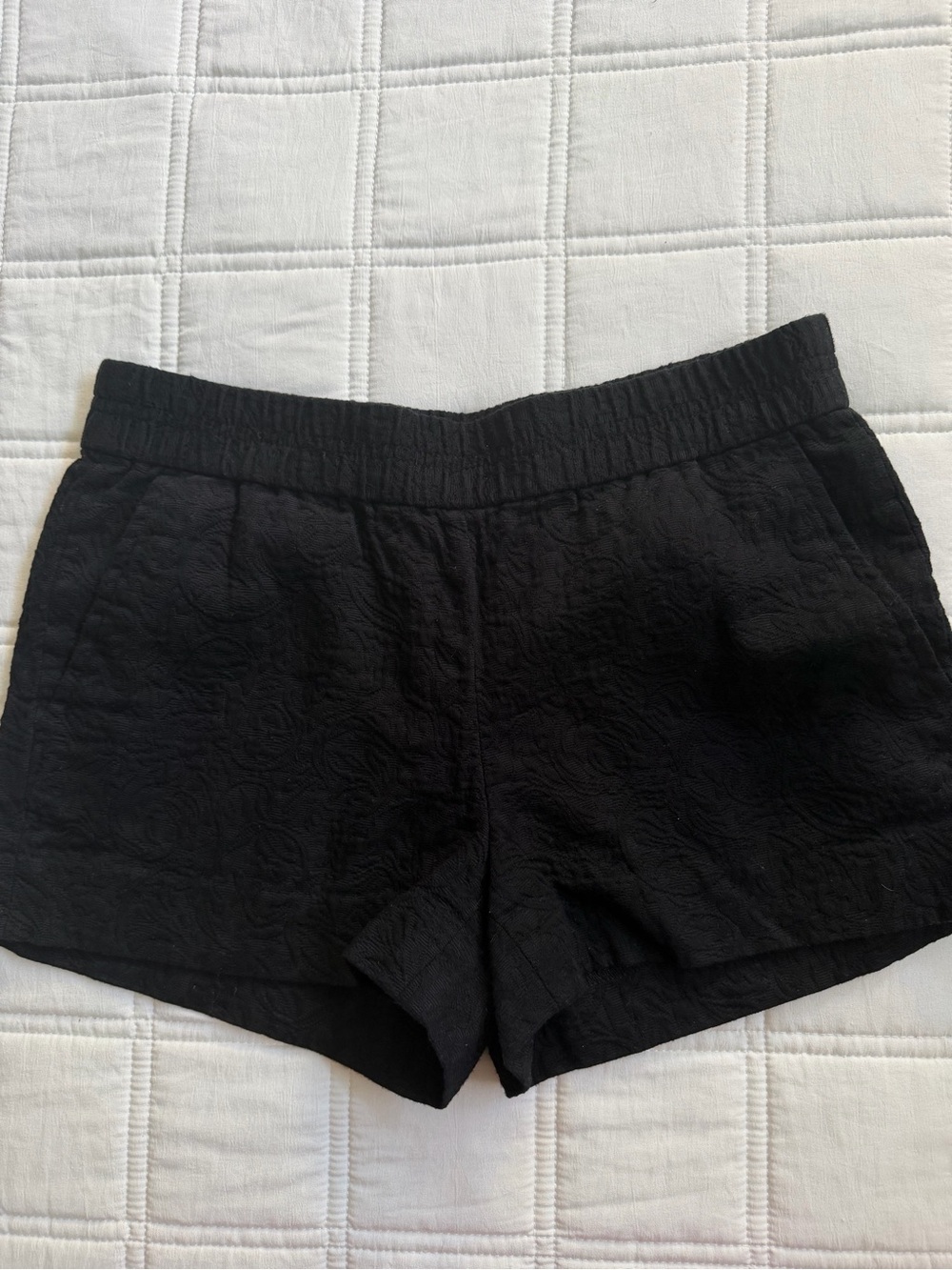J. Crew Black Textured High-Waist Elastic Shorts